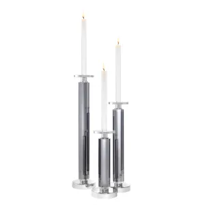 112082 - Candle Holder Chapman nickel finish smoke set of 3
