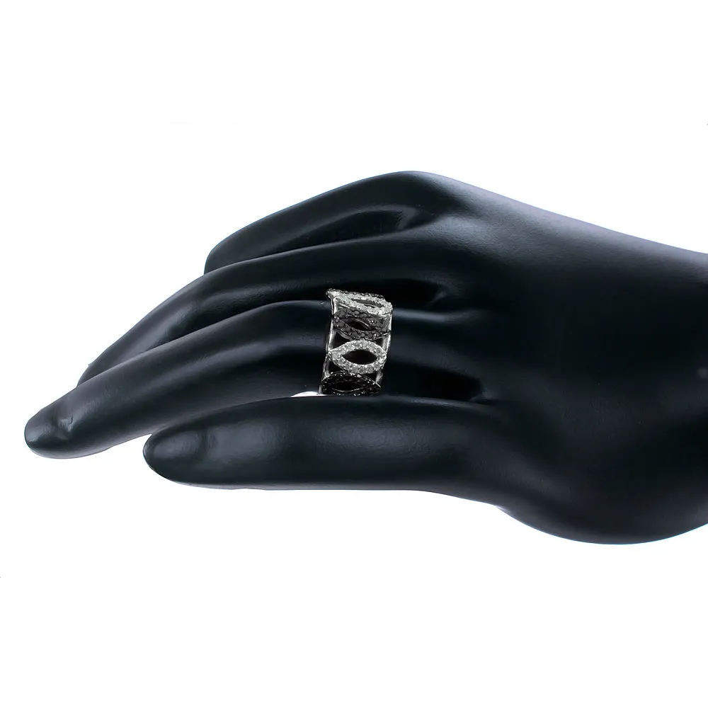 1/2 cttw Black and White Diamond Pear Statement Ring in Silver