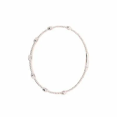 14K Diamond Flexible Cluster Station Bangle White Gold