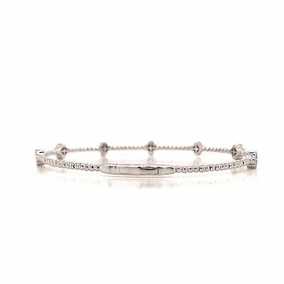 14K Diamond Flexible Cluster Station Bangle White Gold