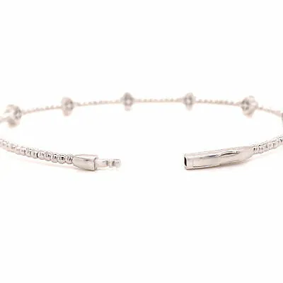 14K Diamond Flexible Cluster Station Bangle White Gold