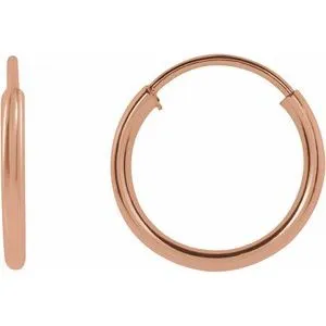 14K Rose Flexible Endless Tube 10 mm Hoop Earrings