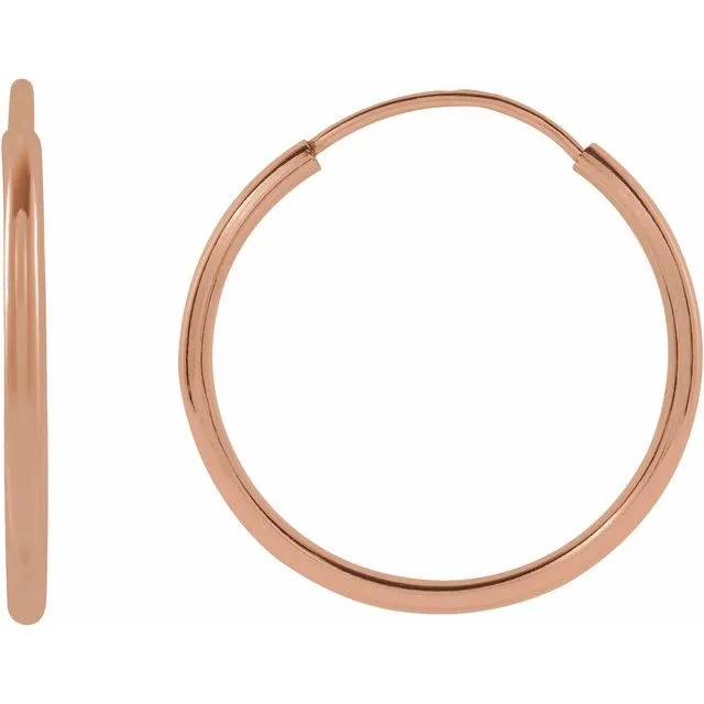 14K Rose Gold 15 mm Flexible Endless Huggie Earrings