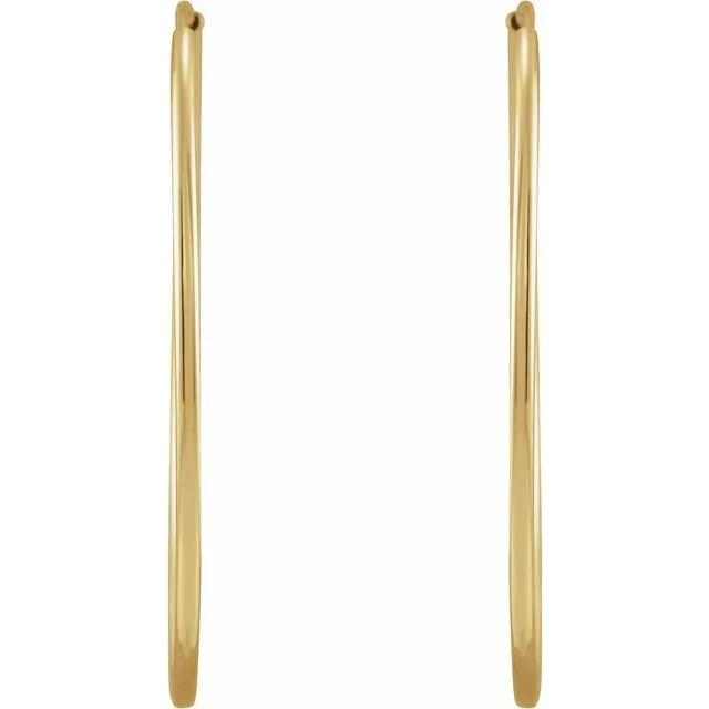 14K Yellow Gold 30 mm Flexible Endless Huggie Earrings