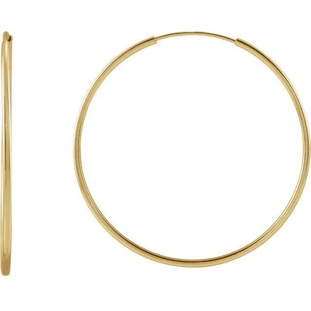 14K Yellow Gold 30 mm Flexible Endless Huggie Earrings