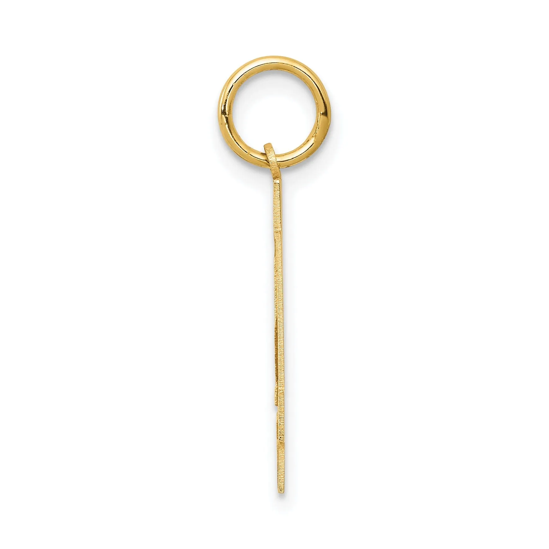 14k Yellow Gold Satin Brush Finish Medium Size Number 34 Charm Pendant