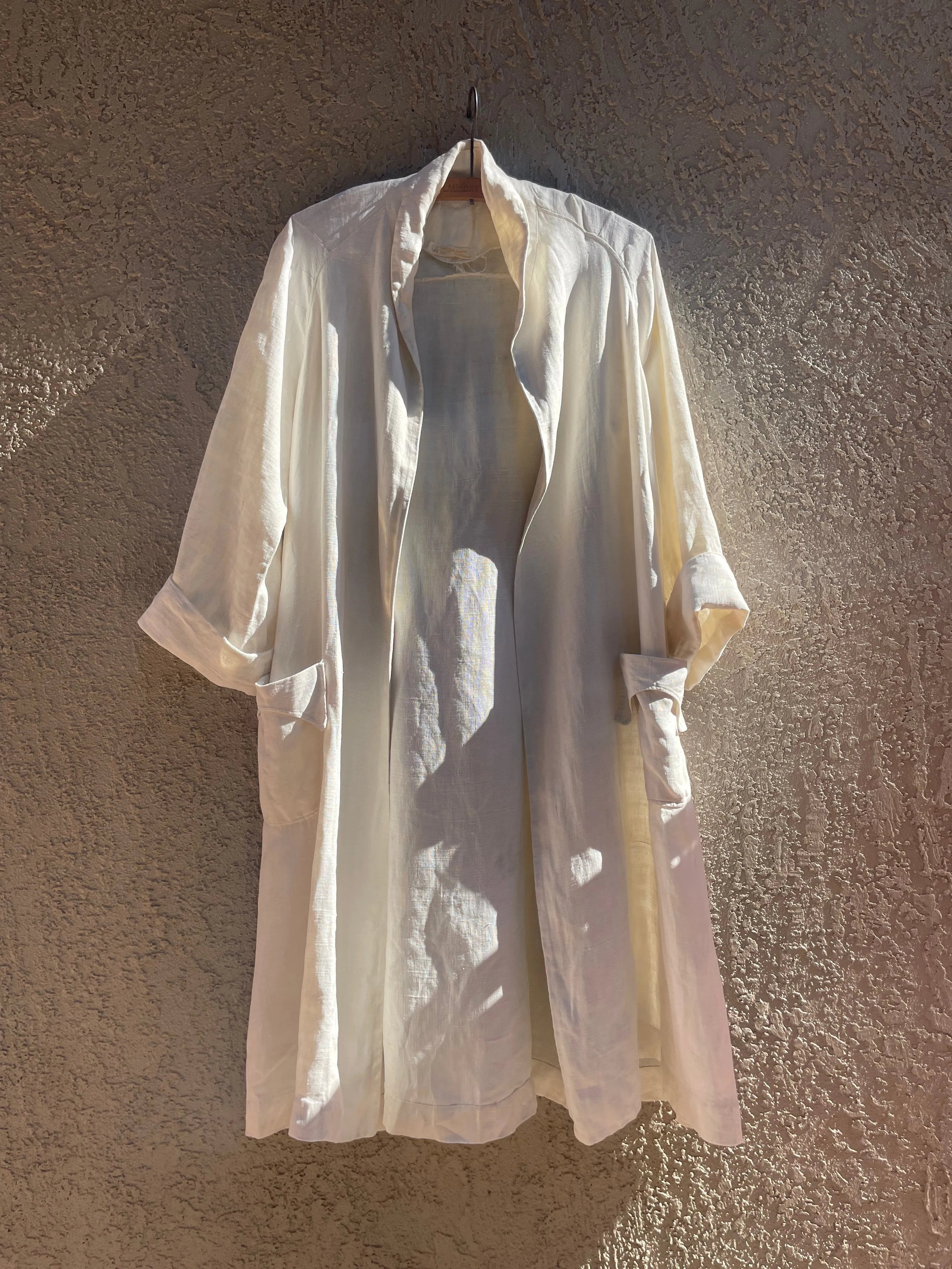 1930s Saks Fifth Avenue Linen Open Front Beach Duster