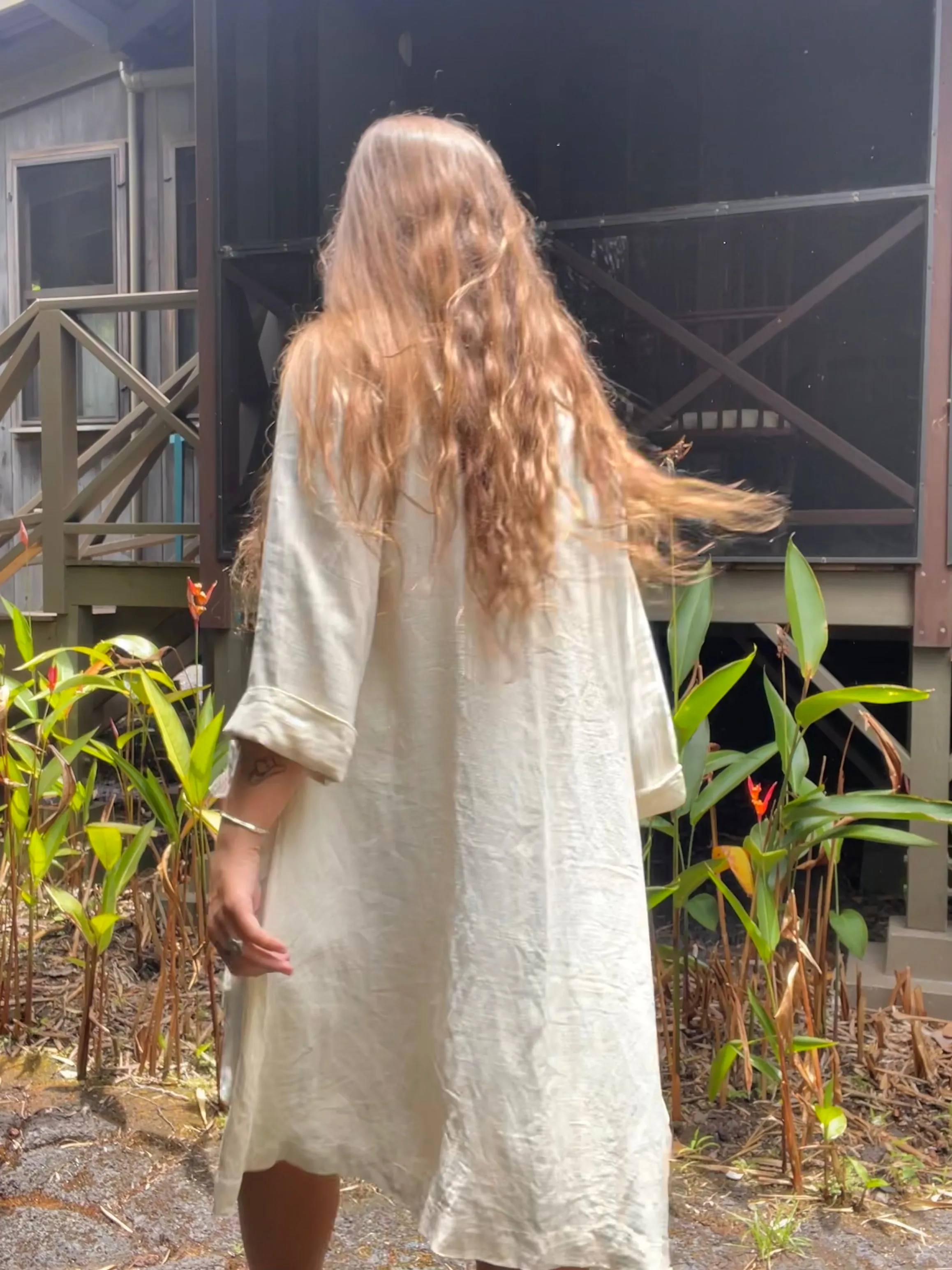 1930s Saks Fifth Avenue Linen Open Front Beach Duster