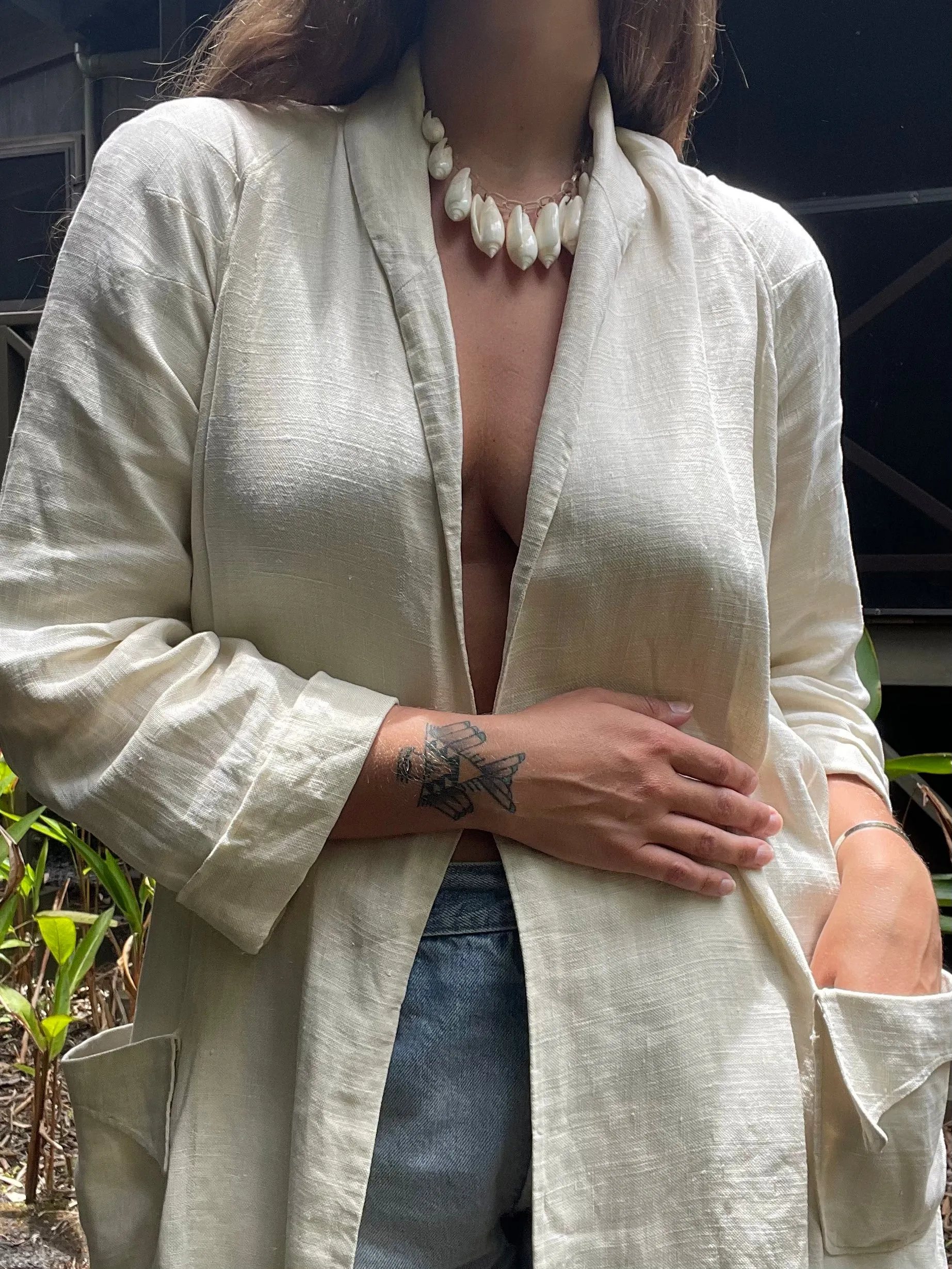 1930s Saks Fifth Avenue Linen Open Front Beach Duster