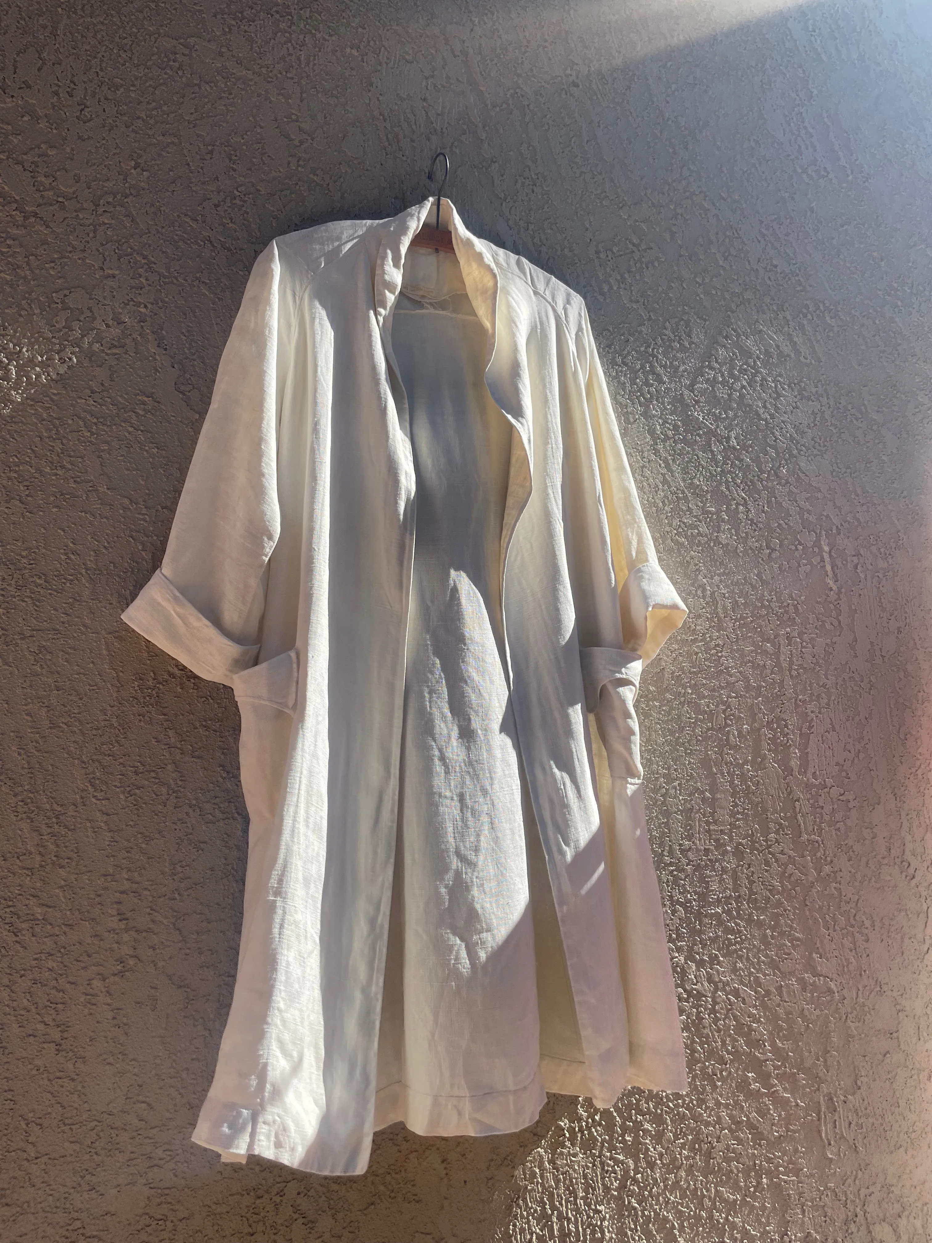 1930s Saks Fifth Avenue Linen Open Front Beach Duster