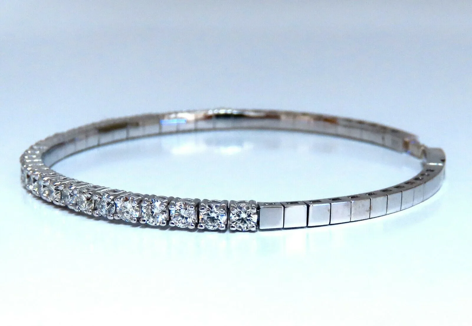 2.90ct Natural Round Diamonds Flexible Tennis Bangle Bracelet 14 Karat