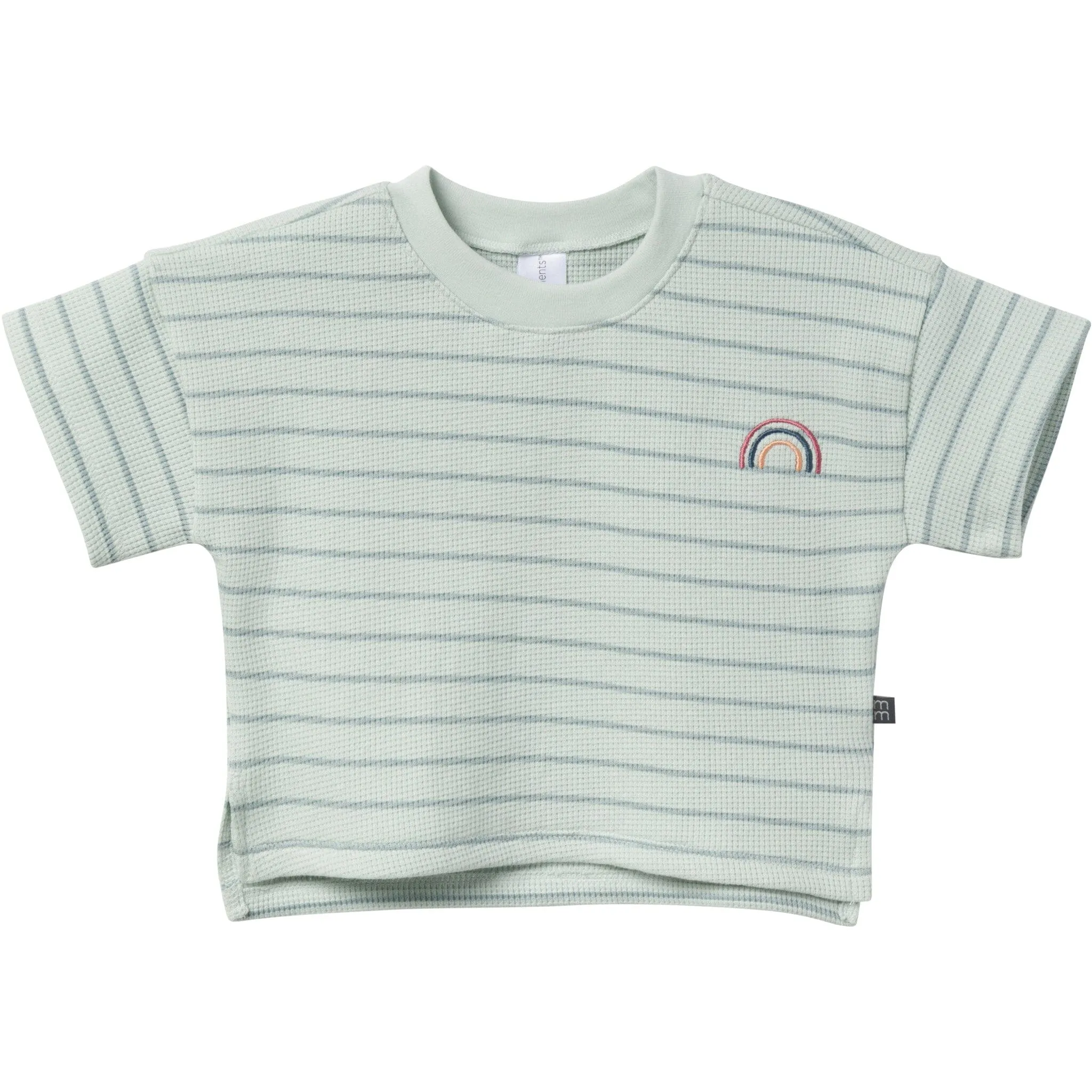 4-Piece Infant & Toddler Girls Light Sky Stripe Drop Shoulder Tops and Shorts Set