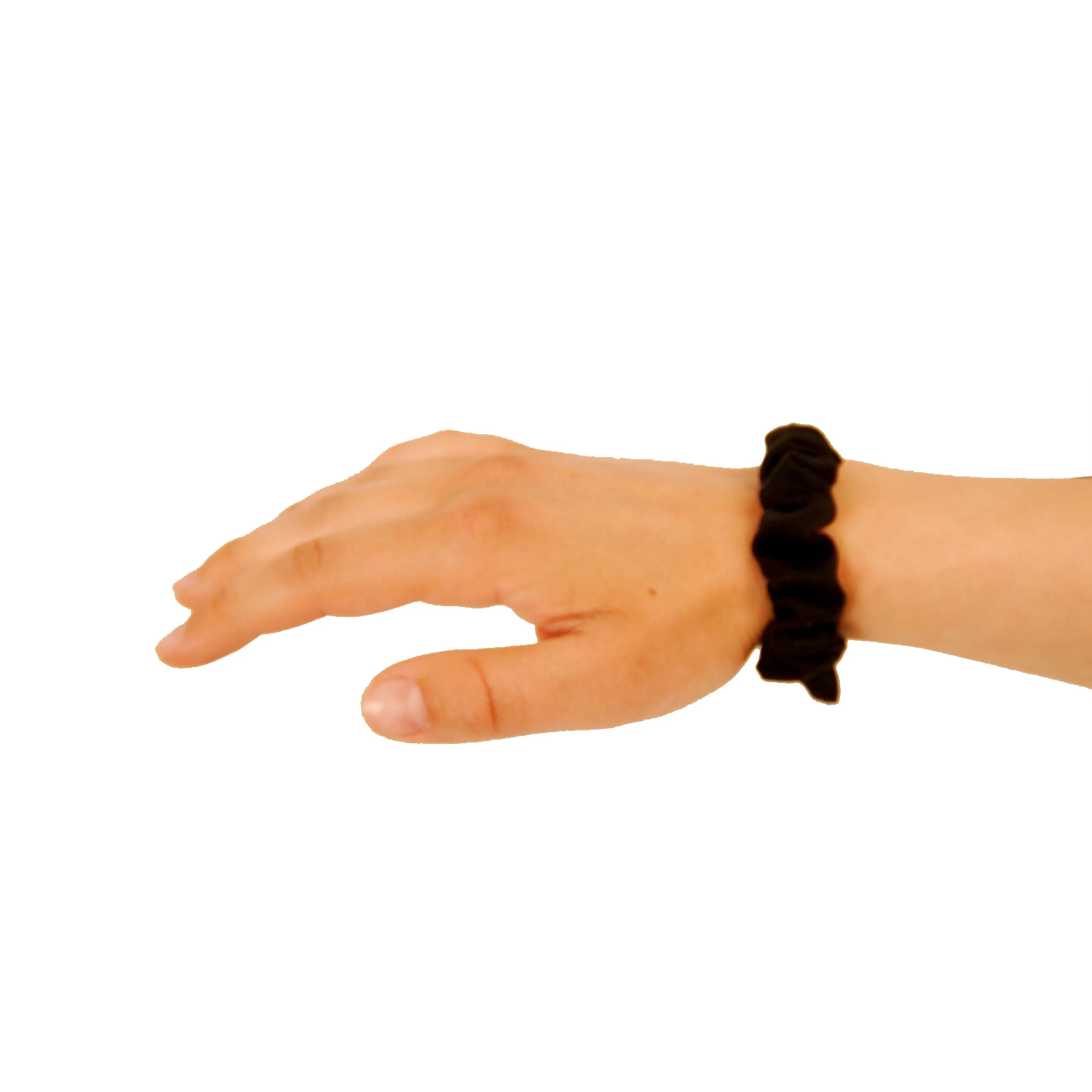 Amelia Beauty, Medium Black Jersey Scrunchies, 2.5in Diameter, Gentle on Hair, Strong Hold, No Snag, No Dents or Creases. 10 Pack