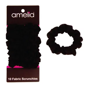 Amelia Beauty, Medium Black Jersey Scrunchies, 2.5in Diameter, Gentle on Hair, Strong Hold, No Snag, No Dents or Creases. 10 Pack