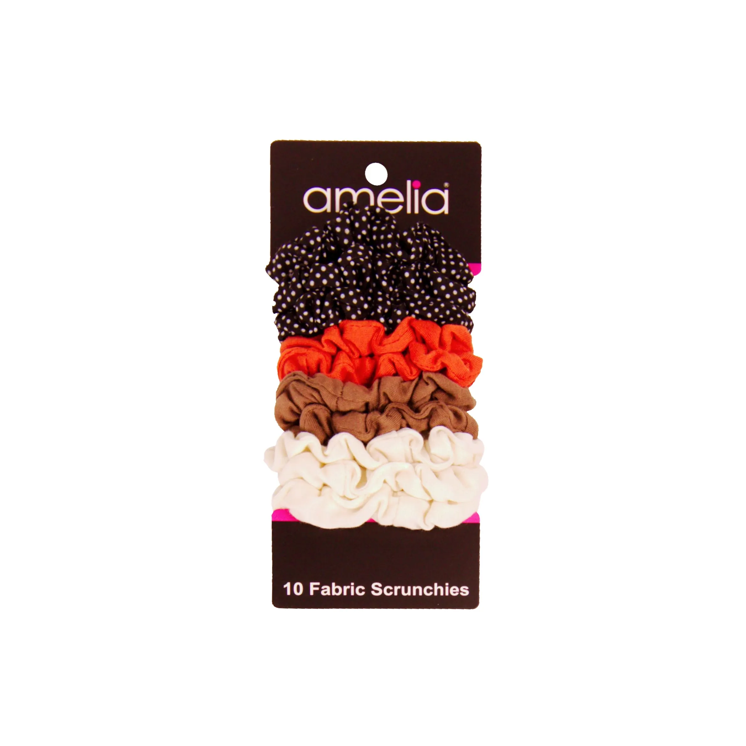 Amelia Beauty, Medium Fall Colors Jersey Scrunchies, 2.5in Diameter, Gentle on Hair, Strong Hold, No Snag, No Dents or Creases. 10 Pack