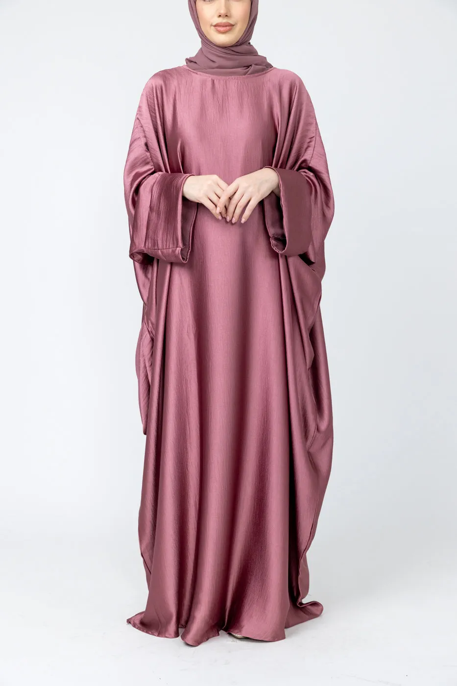 Aria closed batwing abaya - Rose