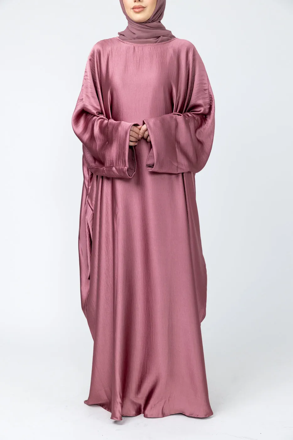 Aria closed batwing abaya - Rose