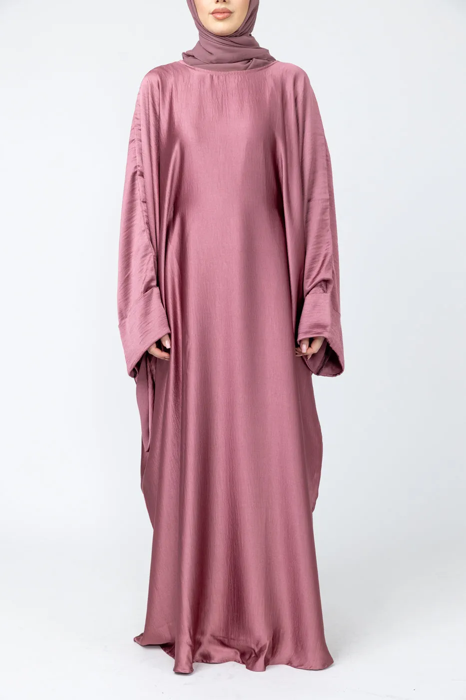 Aria closed batwing abaya - Rose