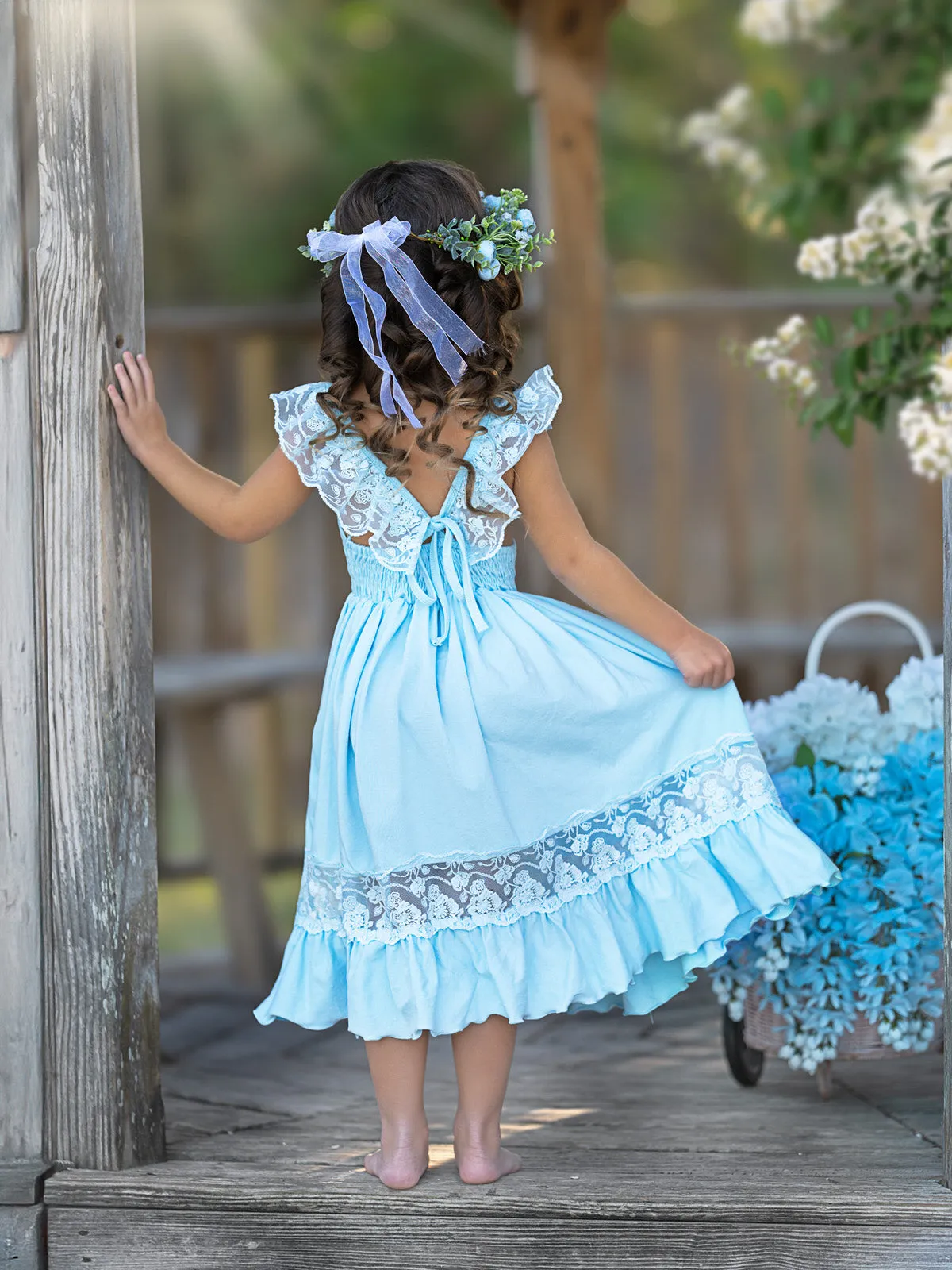Baby Blue Spring Chic Lace Maxi Dress