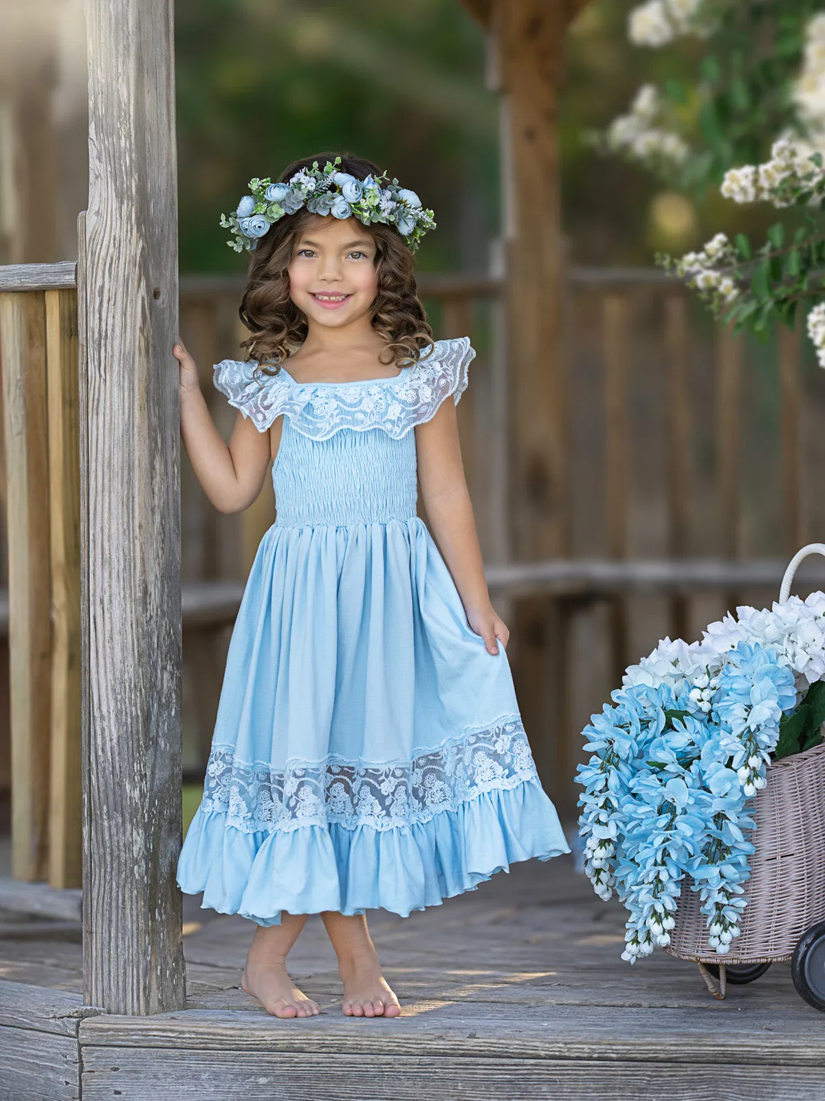 Baby Blue Spring Chic Lace Maxi Dress
