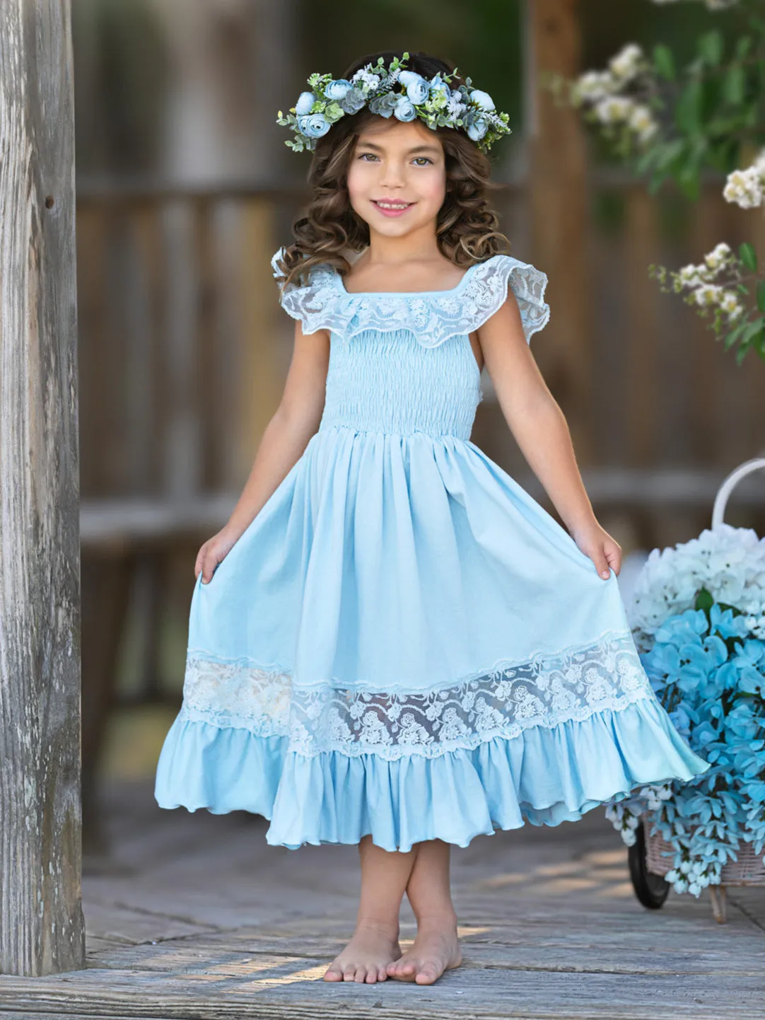 Baby Blue Spring Chic Lace Maxi Dress
