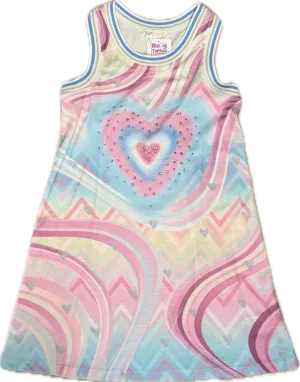 Baby Sara- A-Line Heart Print Dress W/ Rhinestones
