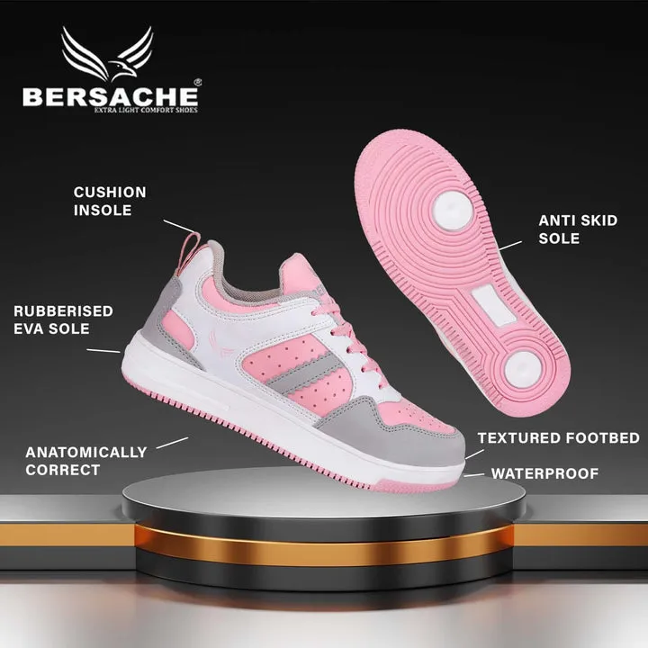 Bersache  Sneaker Loafers Casual with Extra comfort Sneaker for Women Pink-9137