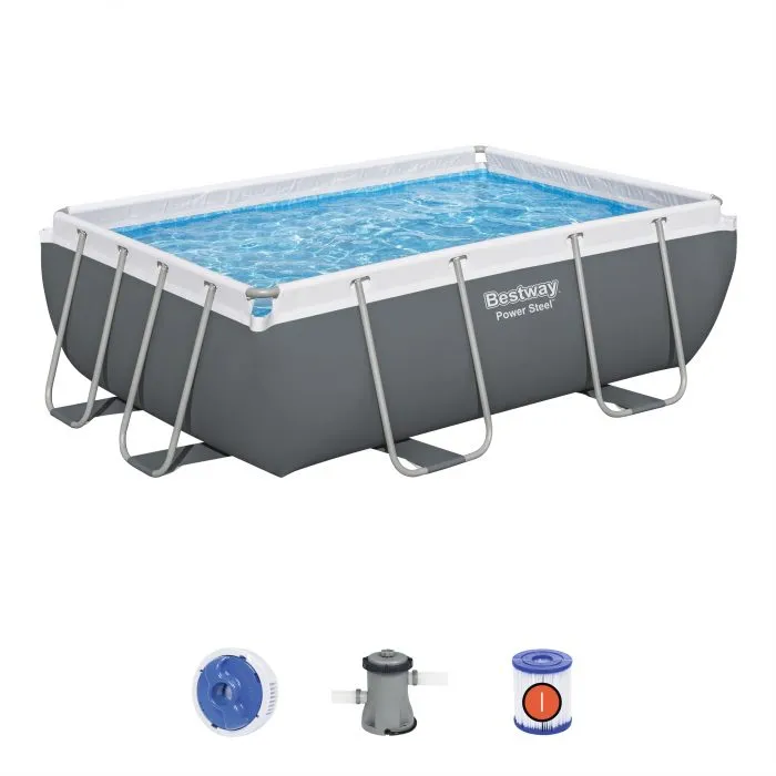 Bestway 9'3" X 6'5" X 33"/2.82M X 1.96M X 84CM Rectangular Pool Set (Pool, Filter Pump(220-240V), ChemConnect Dispenser, Compatible with Cartridge 58093(I)220-240V)
