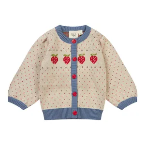 Betty Cardigan, Warm Cotton/Slate Blue