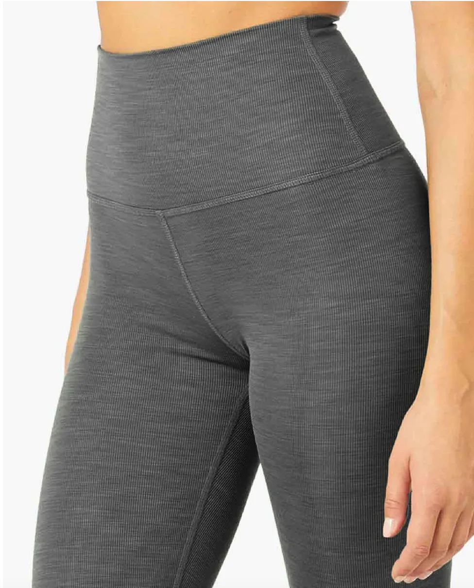 Beyond Yoga Heather Rib High Waist Midi Legging - Charcoal Smoke