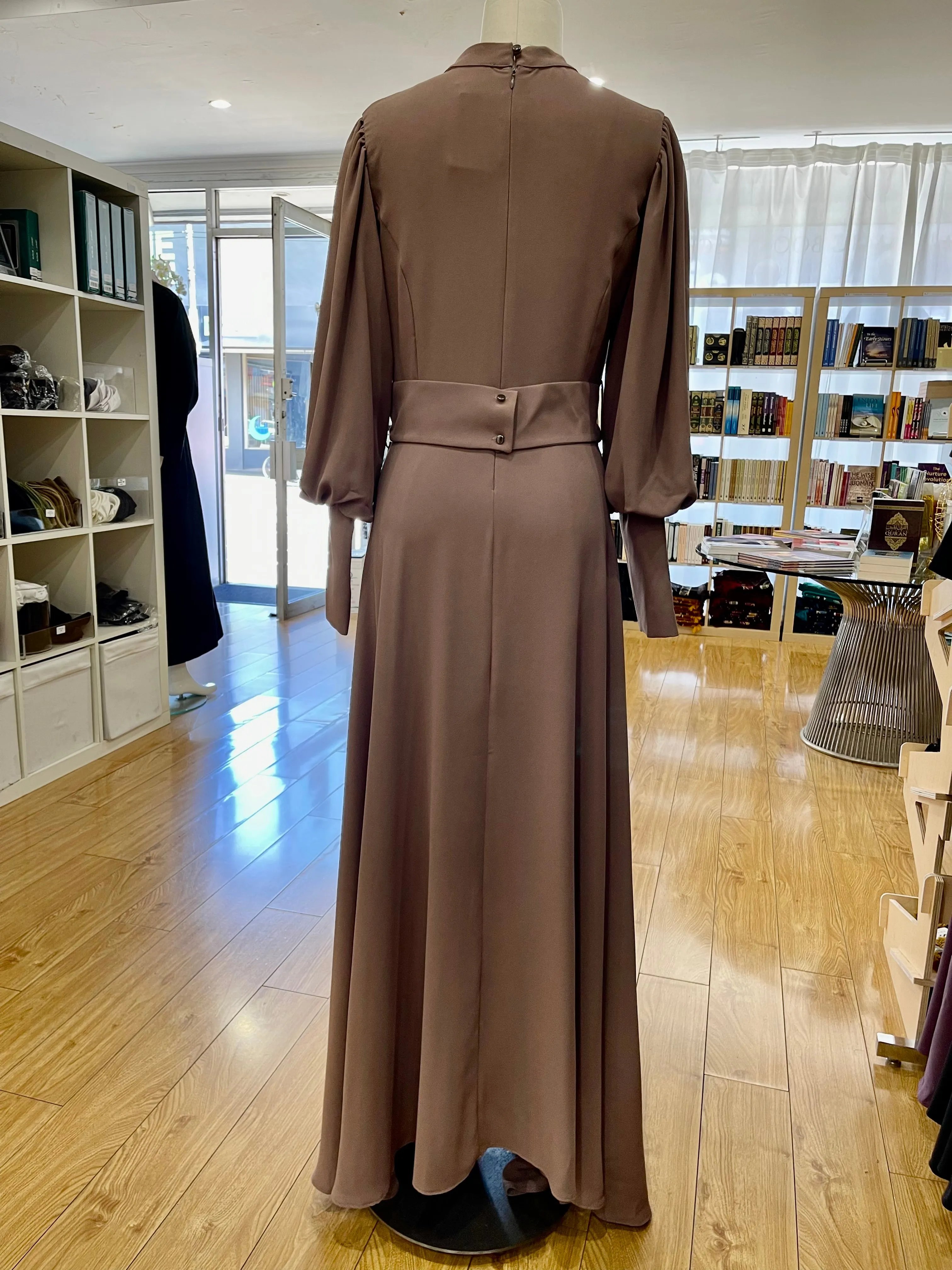 Billow Sleeved Dress - Warm Taupe