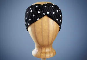 Black and white Polka Dot Turban Headband