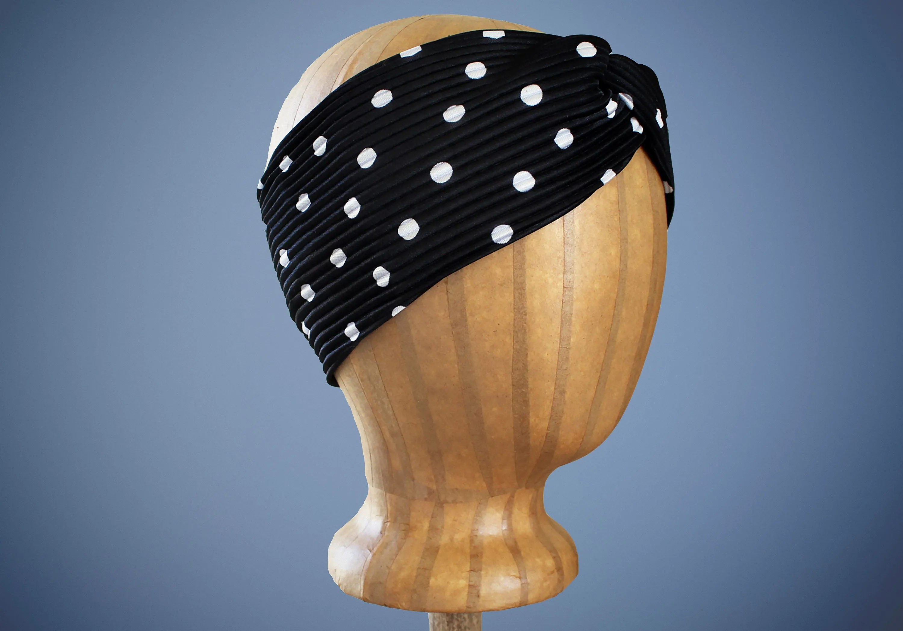 Black and white Polka Dot Turban Headband