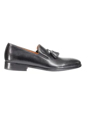 BLACK CALF LEATHER SOLE TASSEL LOAFERS