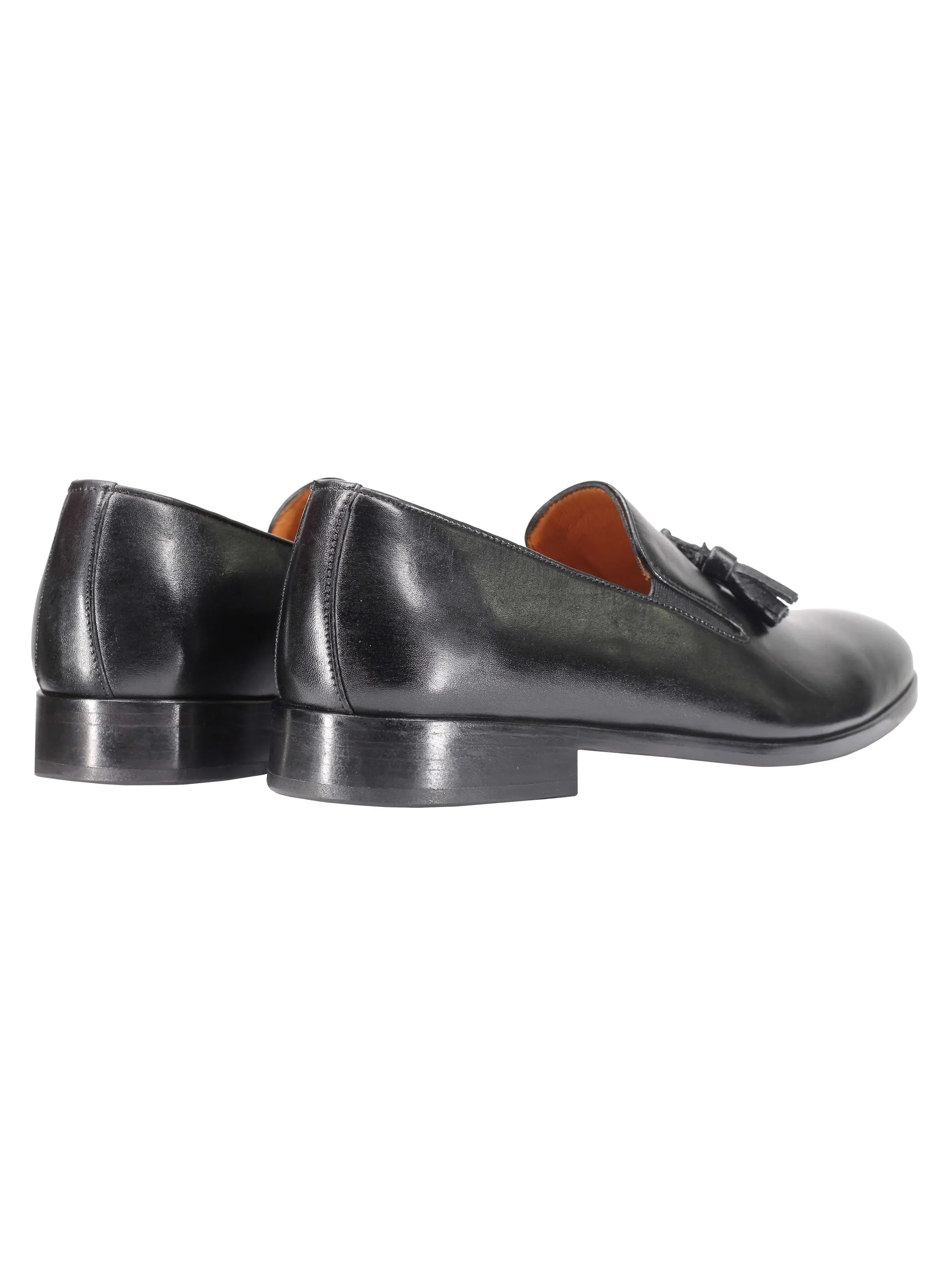 BLACK CALF LEATHER SOLE TASSEL LOAFERS