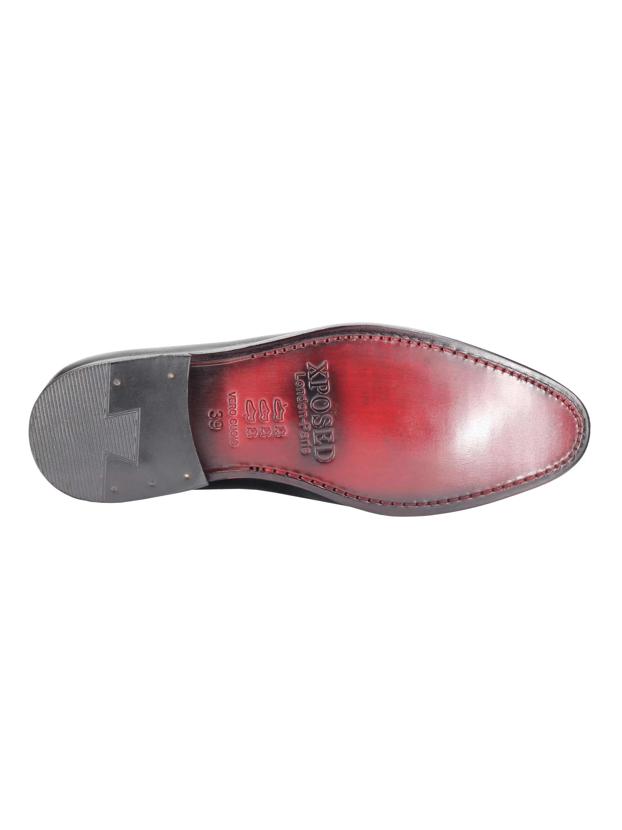 BLACK CALF LEATHER SOLE TASSEL LOAFERS