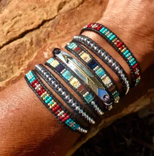Boho Chic Leather Wrap Bracelet, Arrow Bracelet