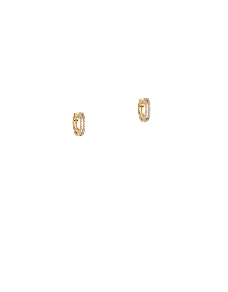 Bridget King Mini Open Bar Diamond Huggies in Yellow Gold