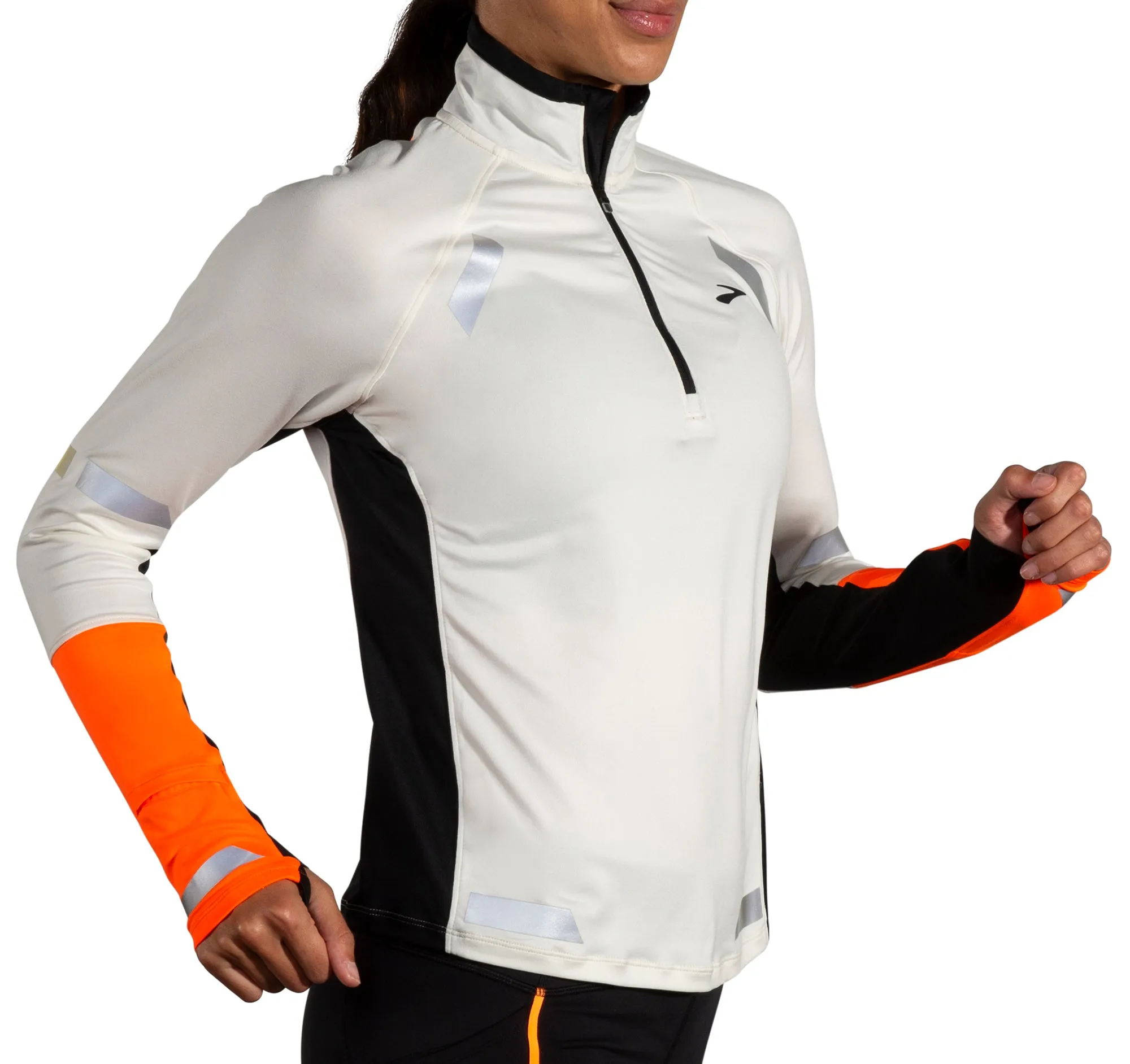 Brooks Run Visible Half Zip Long Sleeve Womens Running Top - Grey