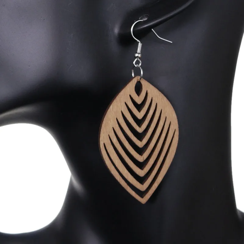 Brown Cutout Leaf Shaped Earrings