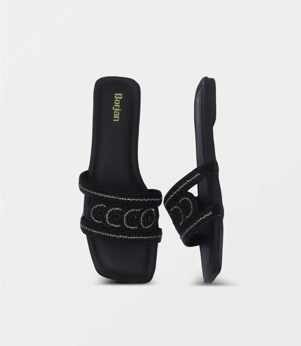 BW10448-BLACK-Women Slipper