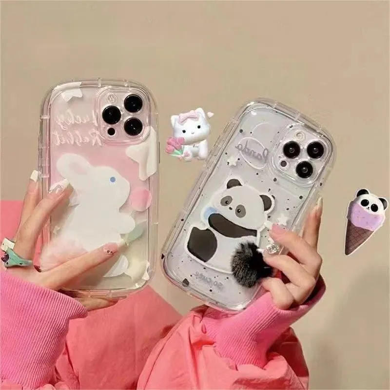 Chic Bunny Panda Plush Tail Silicone iPhone Case