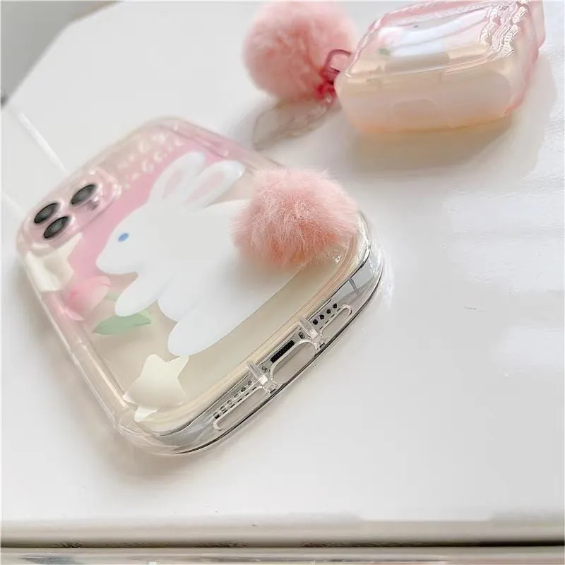 Chic Bunny Panda Plush Tail Silicone iPhone Case