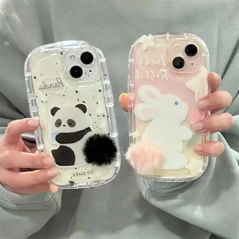 Chic Bunny Panda Plush Tail Silicone iPhone Case