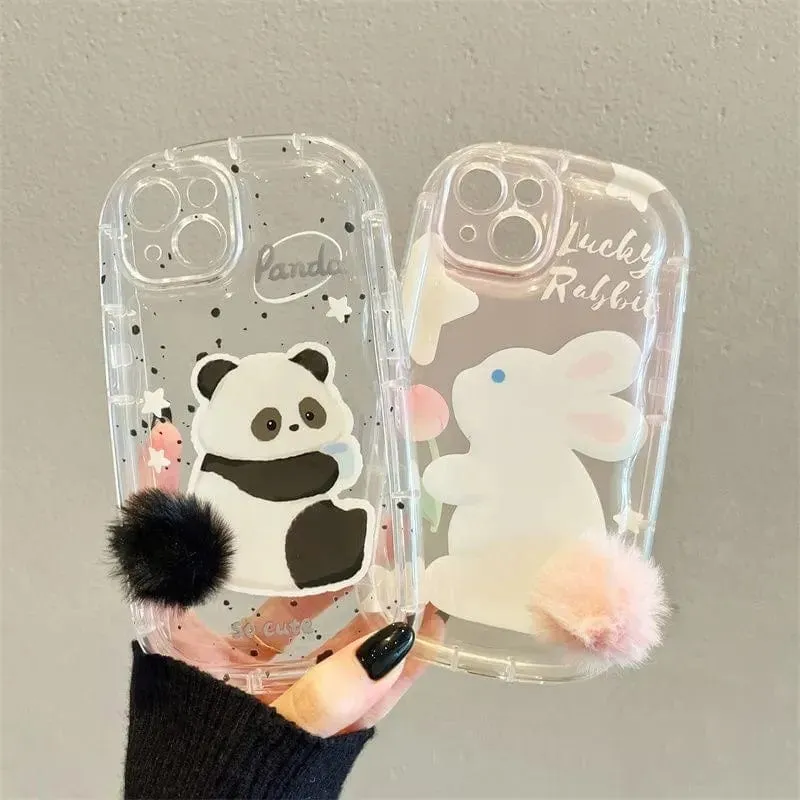Chic Bunny Panda Plush Tail Silicone iPhone Case