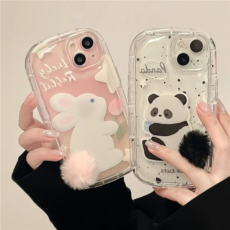 Chic Bunny Panda Plush Tail Silicone iPhone Case