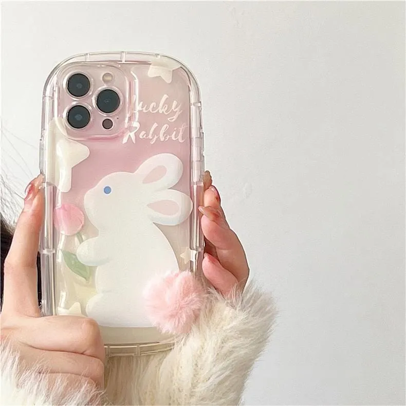 Chic Bunny Panda Plush Tail Silicone iPhone Case