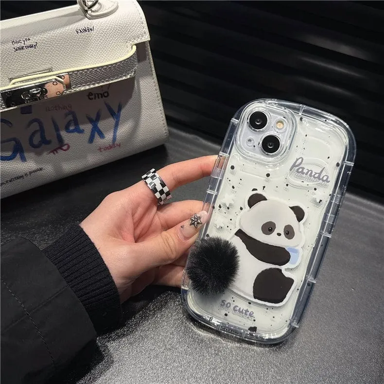 Chic Bunny Panda Plush Tail Silicone iPhone Case