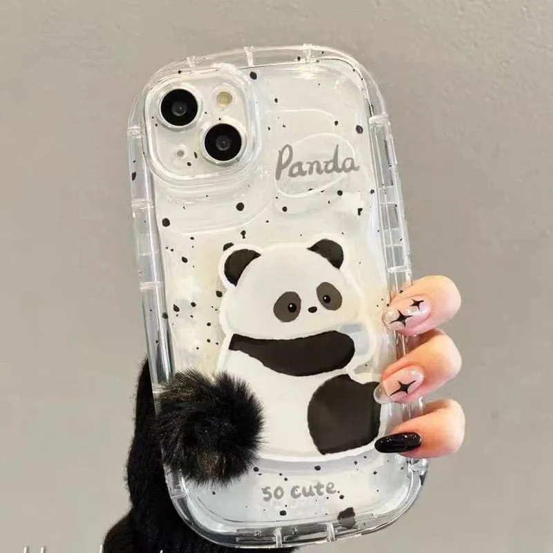 Chic Bunny Panda Plush Tail Silicone iPhone Case