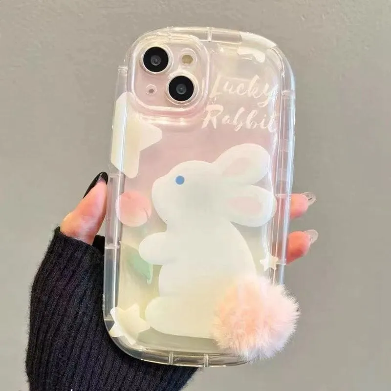 Chic Bunny Panda Plush Tail Silicone iPhone Case